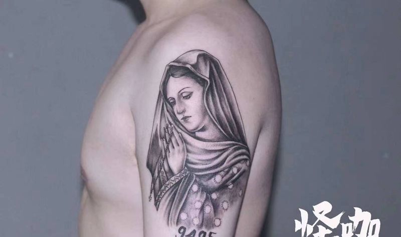 圣女纹身图片_手臂欧美写实纹身图案