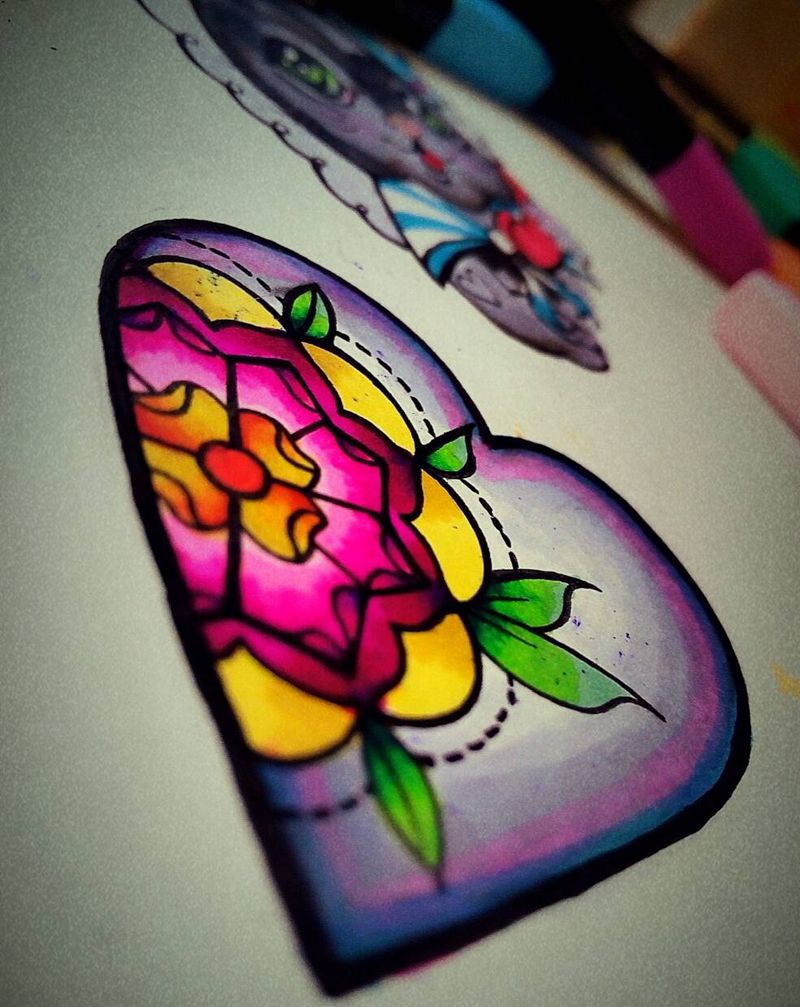 甜心系列纹身图片_肩部手臂腿部手部脚部欧美贴纸花心纹身图案