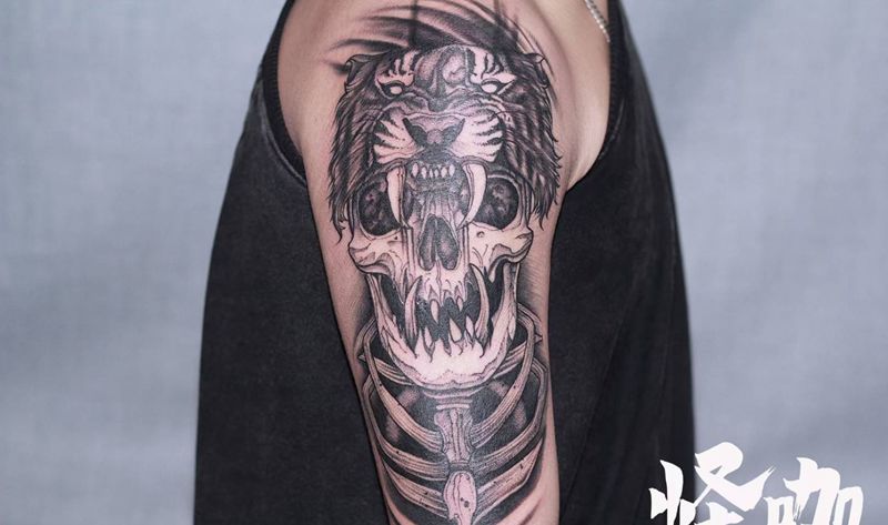 骷髅纹身图片_暗黑风格纹身图案