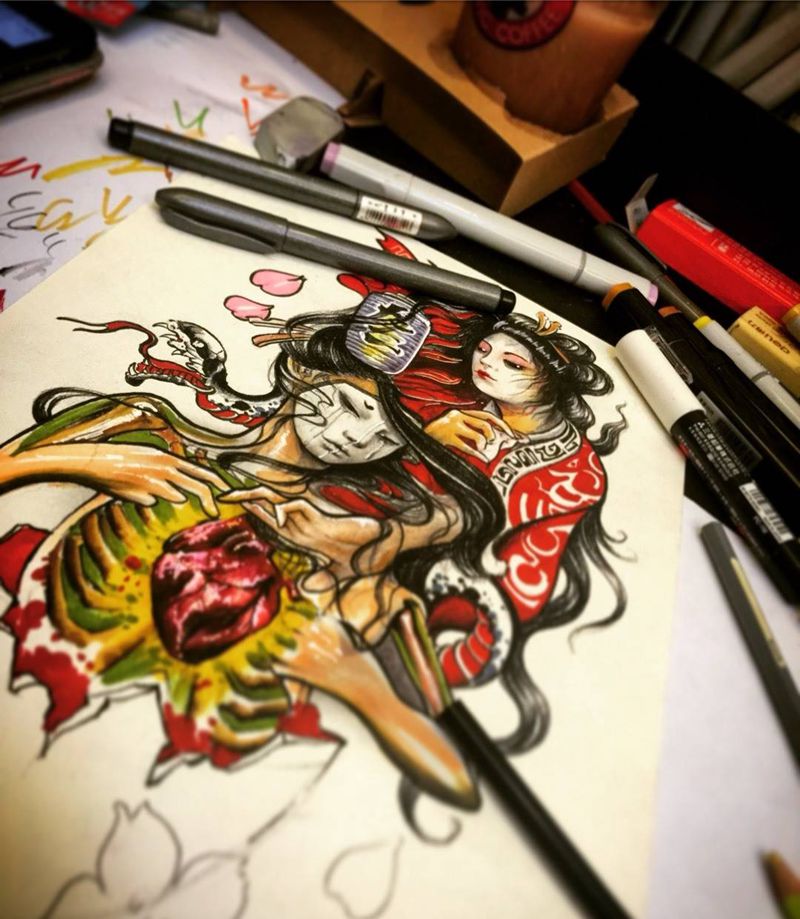 帮一位有故事的客人设计 还未完成纹身图片