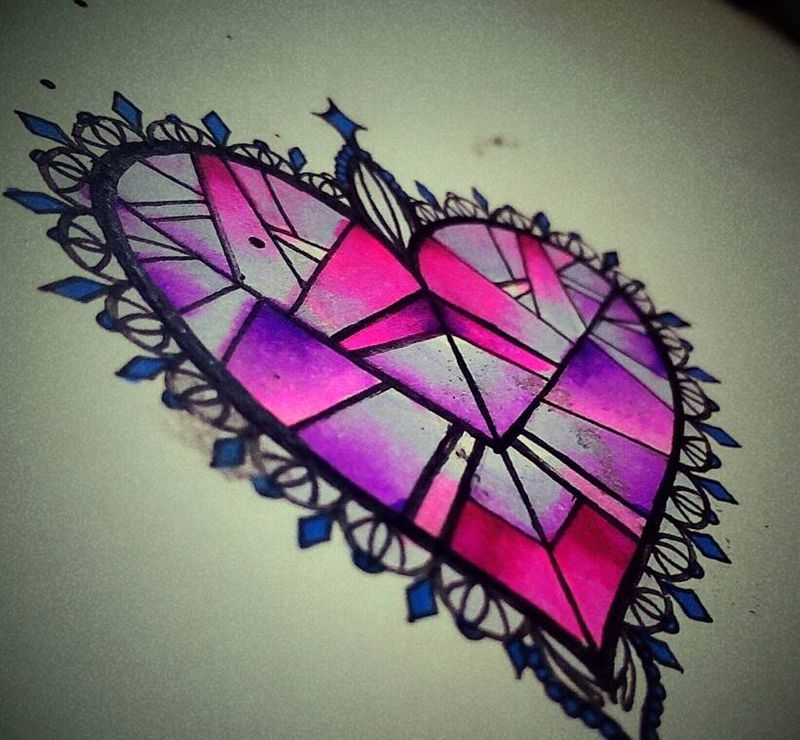 甜心系列纹身图片_肩部手臂腿部欧美贴纸几何情侣原创纹身图案