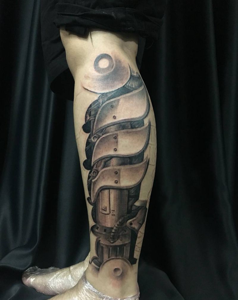 机械腿,未完成纹身图片