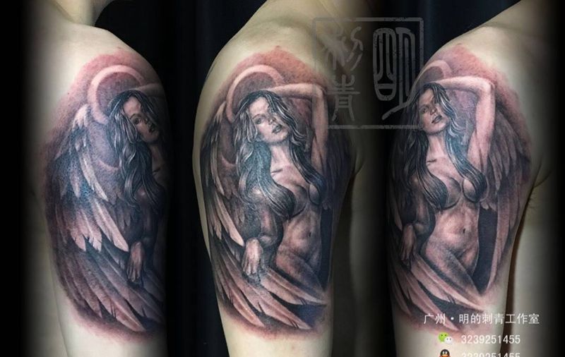 裸女天使纹身图片