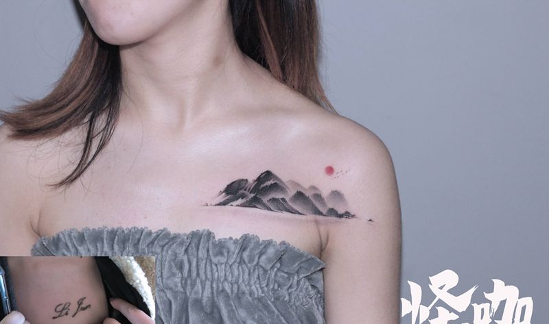 遮盖纹身图片_水墨纹身图案