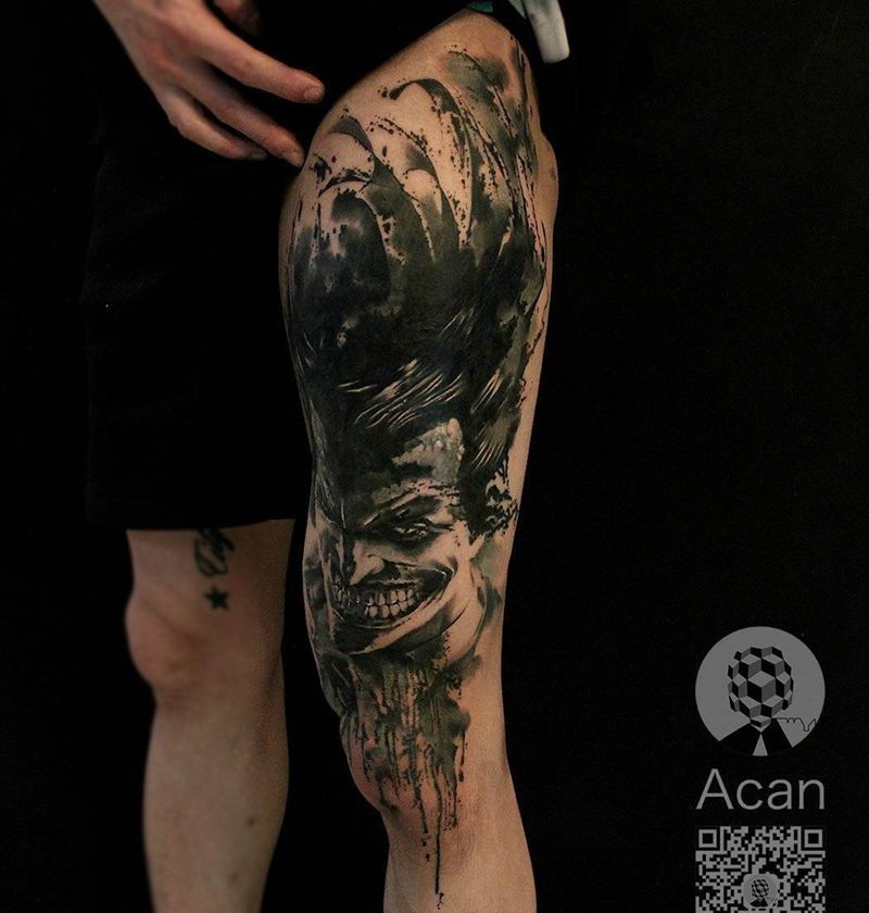 覆盖 未完待续纹身图片_腿部欧美国画人物原创纹身图案