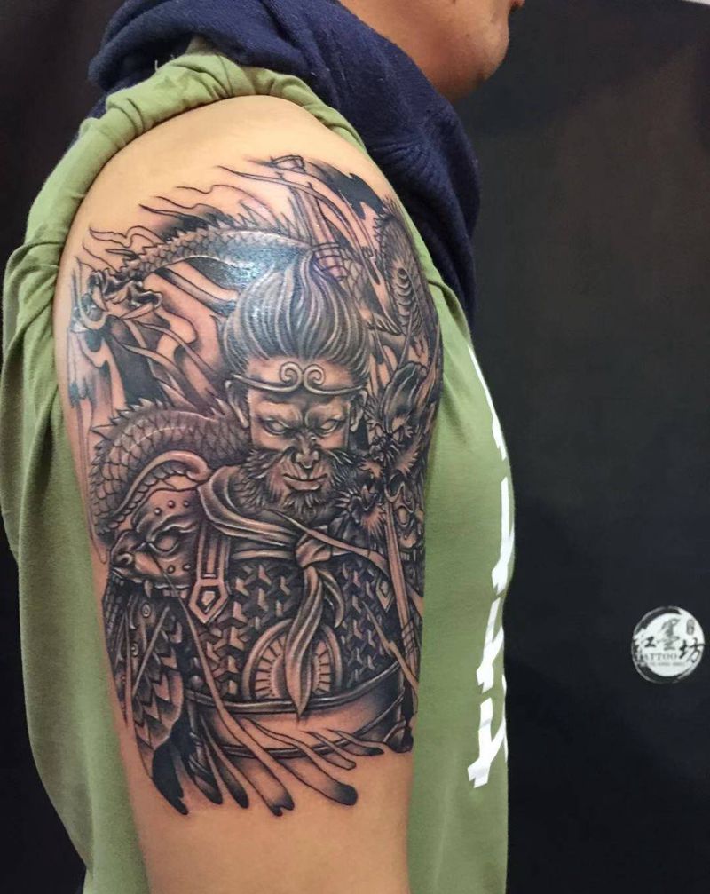 斗战胜佛纹身图片_肩部胸部纹身图案