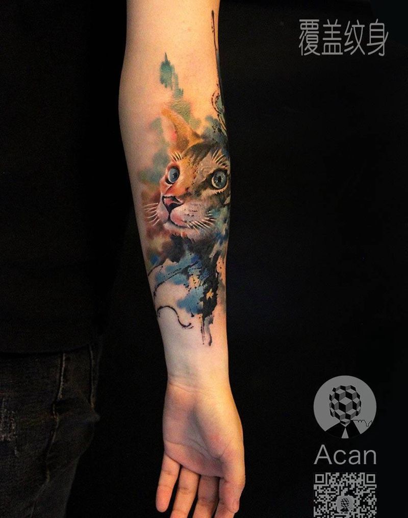 覆盖纹身纹身图片_成品手臂清新动物原创纹身图案