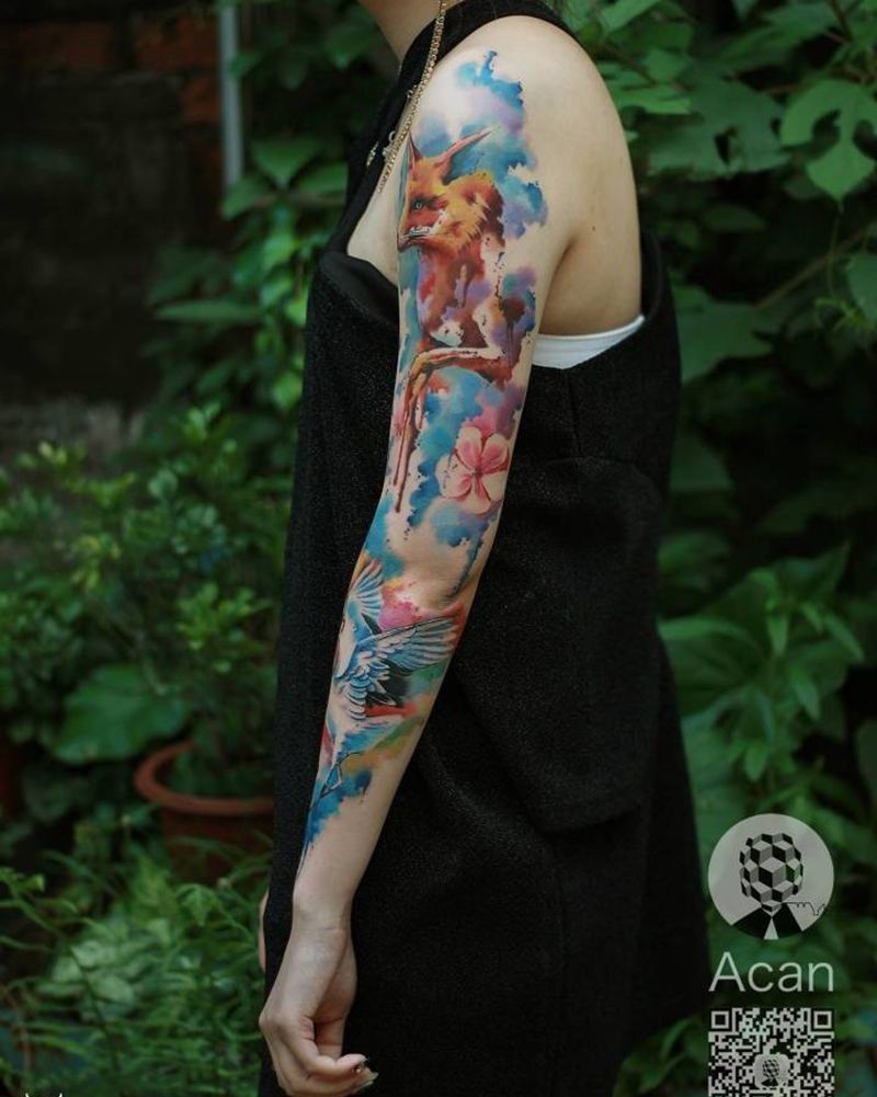 小作纹身图片_成品手臂清新动物原创纹身图案