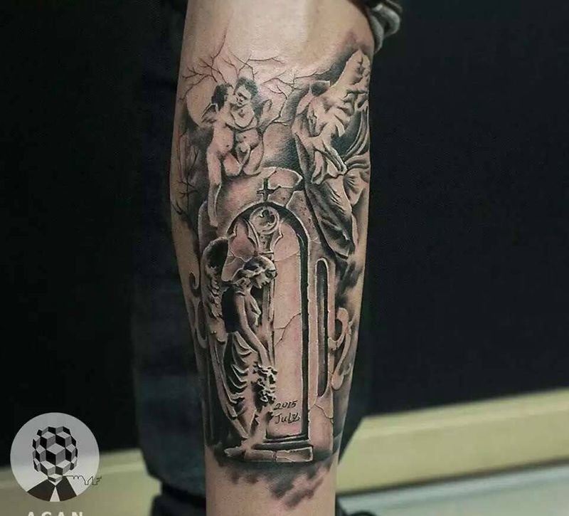 墓碑 客人纪念亲人纹身图片