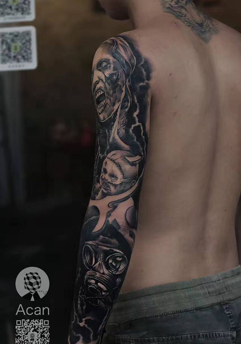 帮同行做的修改覆盖纹身图片_成品手部欧美肖像原创人物纹身图案