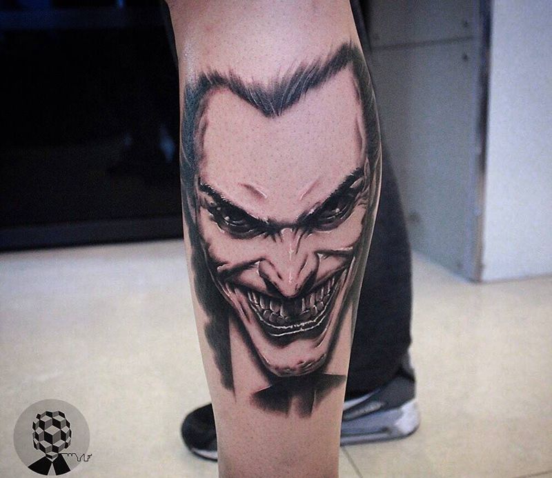 今日小作纹身图片_成品腿部欧美人物纹身图案