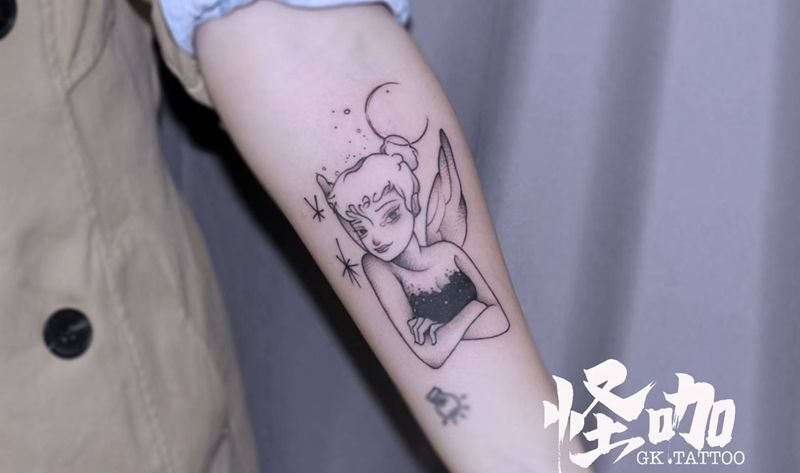 作品纹身图片_手臂小仙女纹身图案