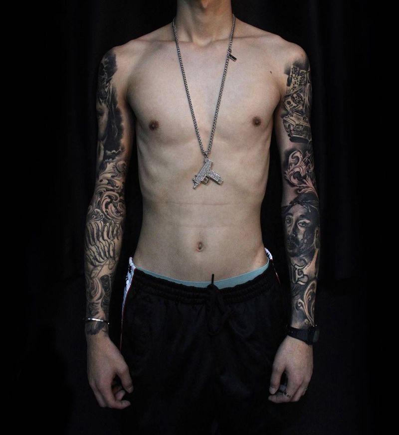 花臂纹身图片_成品手臂欧美原创纹身图案