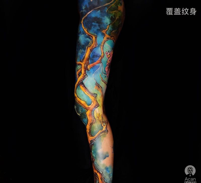 覆盖胎记纹身图片_水彩纹身图案