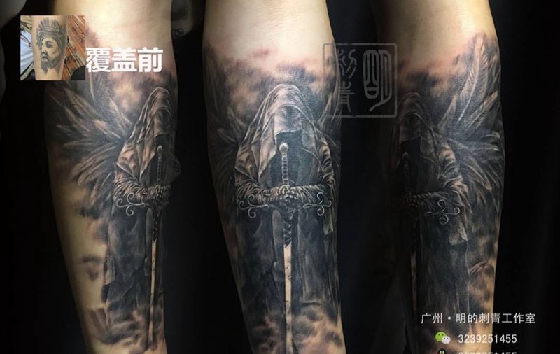暗天使,覆盖旧纹身纹身图片