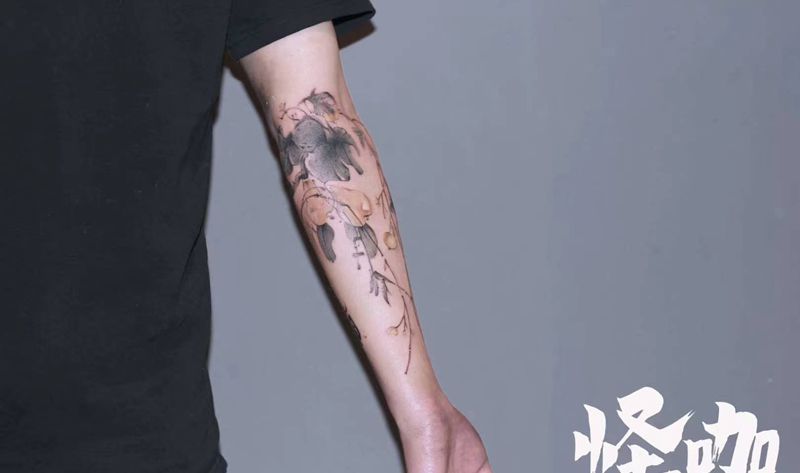 水墨画系列纹身图片_手臂背部水墨国画山水纹身图案