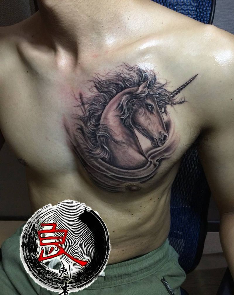 独角兽纹身图片_成品纹身图案