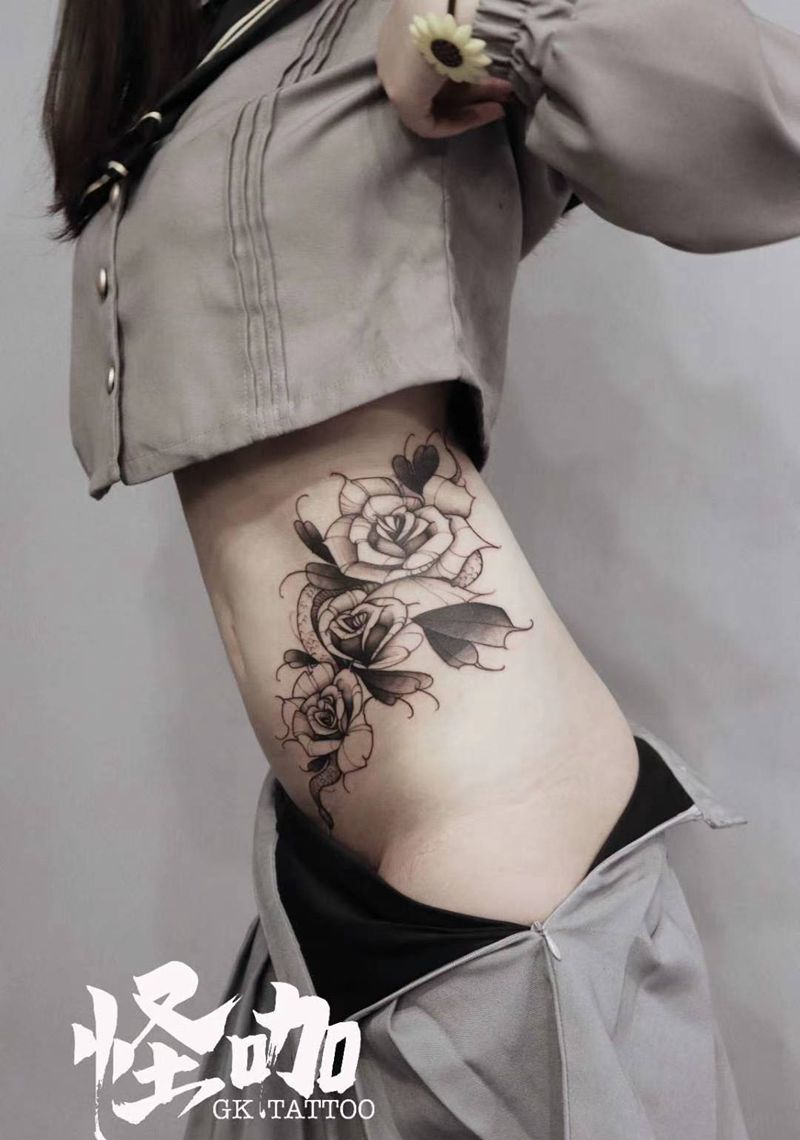 作品纹身图片_腰部腹部New School纹身图案