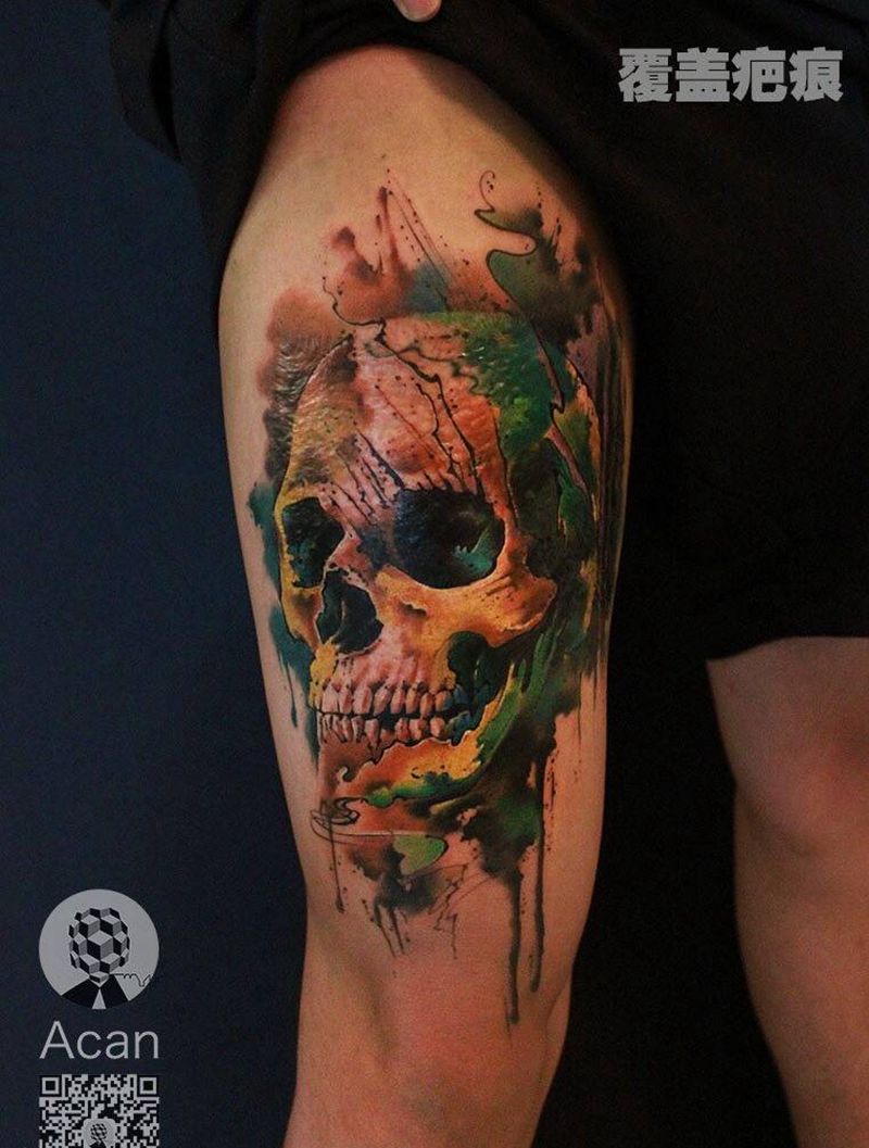 覆盖疤痕纹身纹身图片_成品腿部欧美原创纹艺犯刺青纹身图案