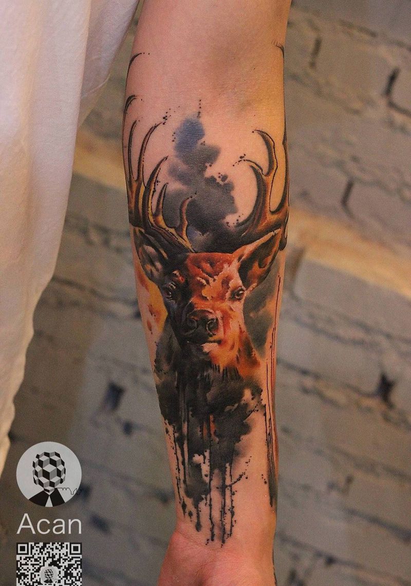 恢复后纹身图片_成品手臂清新欧美动物原创纹身图案