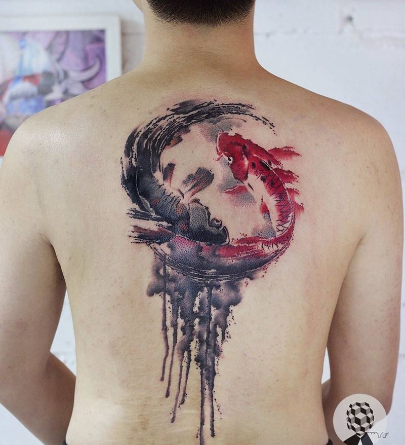 八卦纹身图片_成品背部原创纹身图案