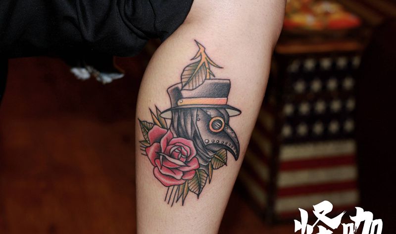 作品纹身图片_腿部Old School纹身图案