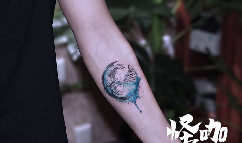 作品纹身图片_手臂水彩纹身图案