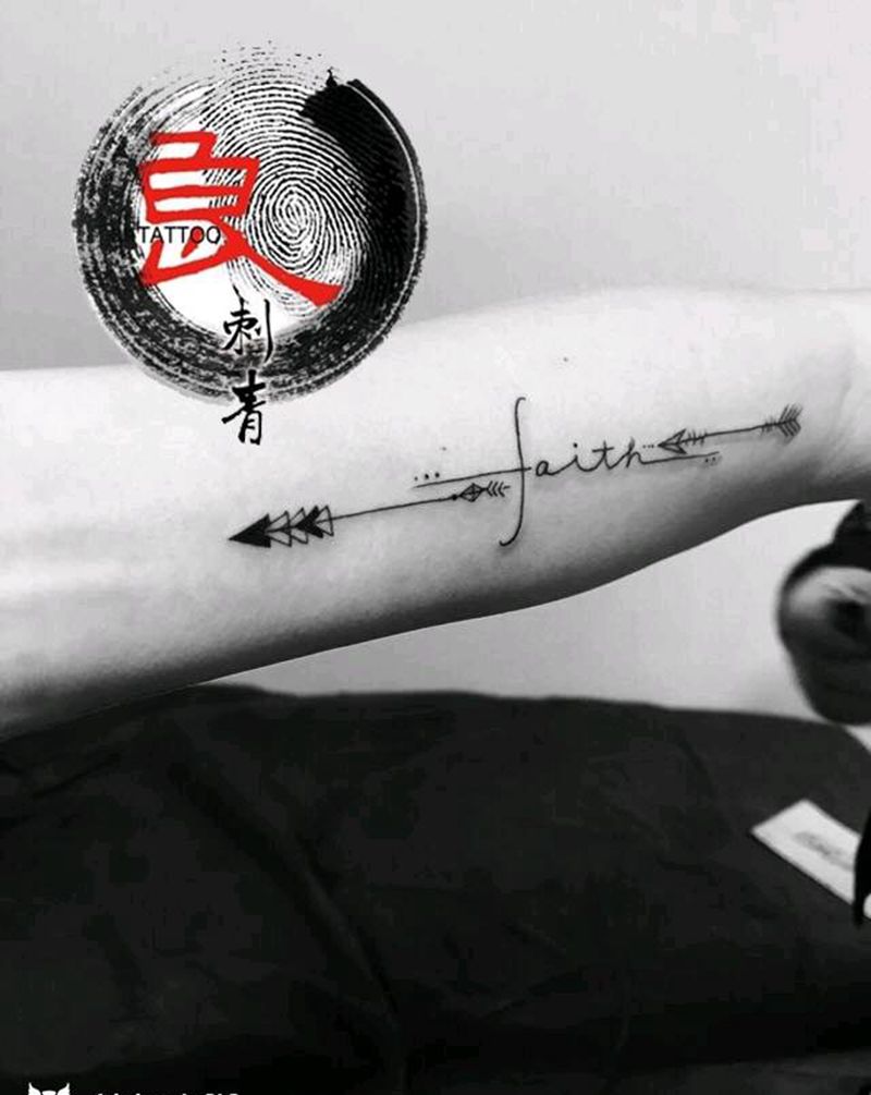 字母纹身图片_手臂清新几何字符成品纹身图案