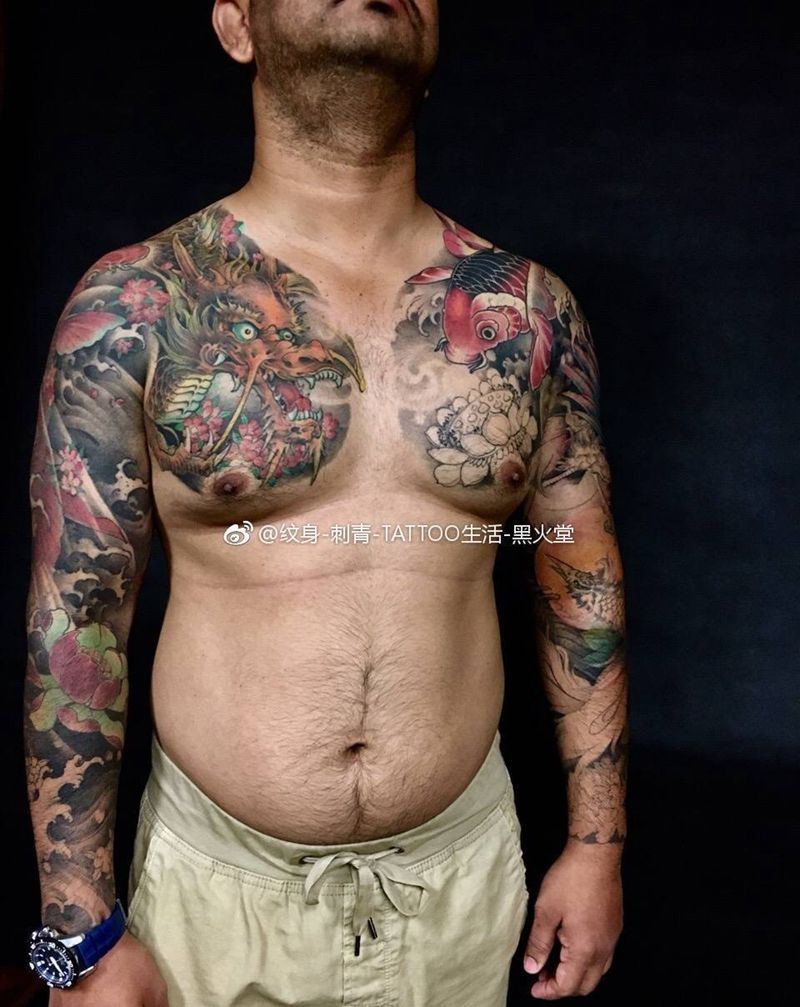 双甲…纹身图片_成品手稿手臂手部胸部传统国画遮盖原创宗教纹身图案