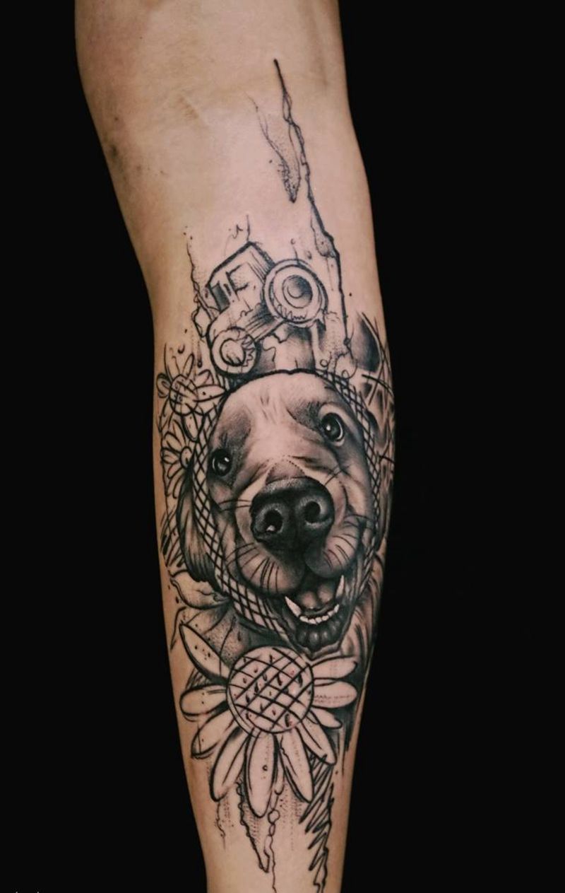 宠物肖像订制纹身图片_腿部手臂New SchoolOld School宠物订制纹身图案