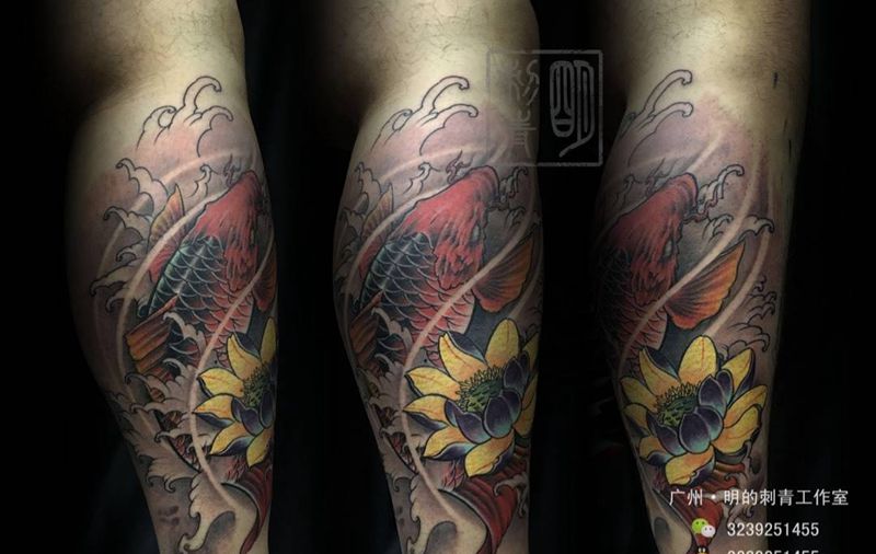 彩色鲤鱼纹身图片