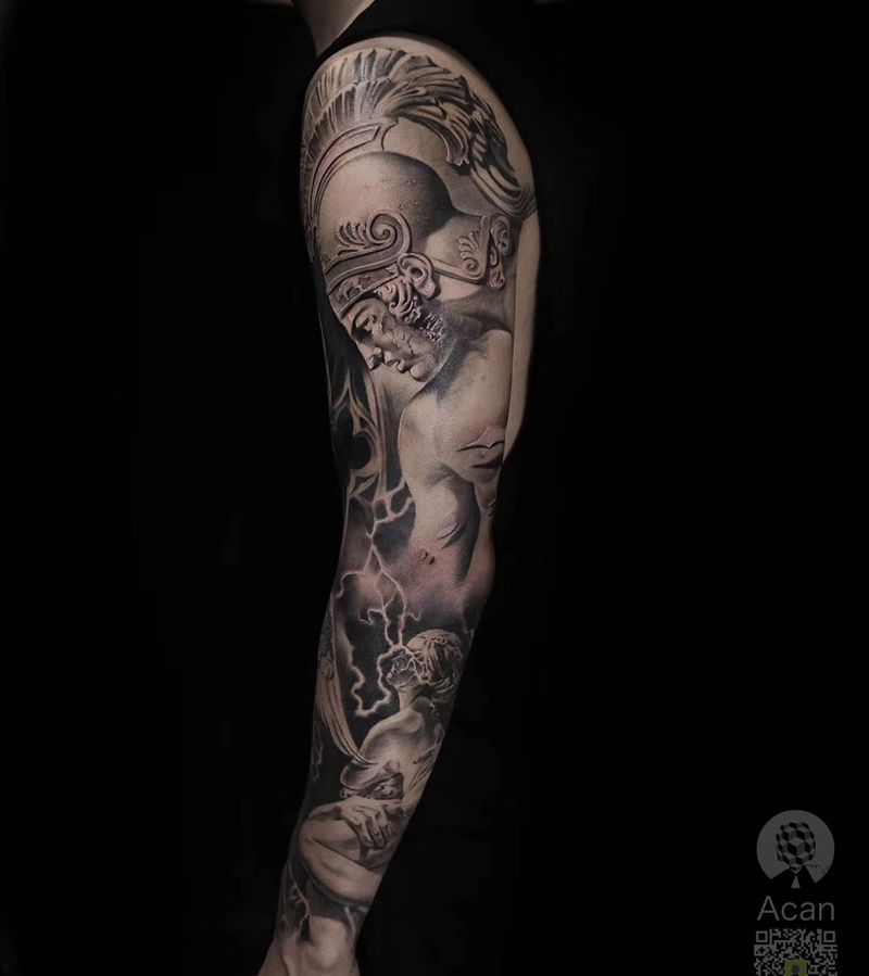 雕塑纹身图片_欧美写实纹身图案