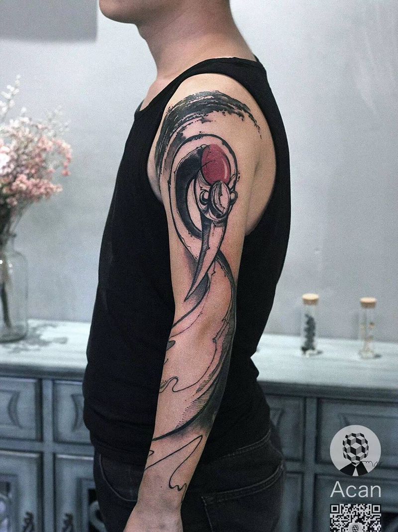 鹤纹身图片_成品手部清新原创动物纹身图案