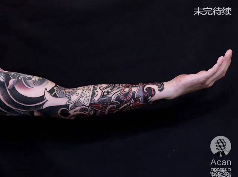 未完待续纹身图片_成品手臂欧美传统图腾鬼神原创纹身图案