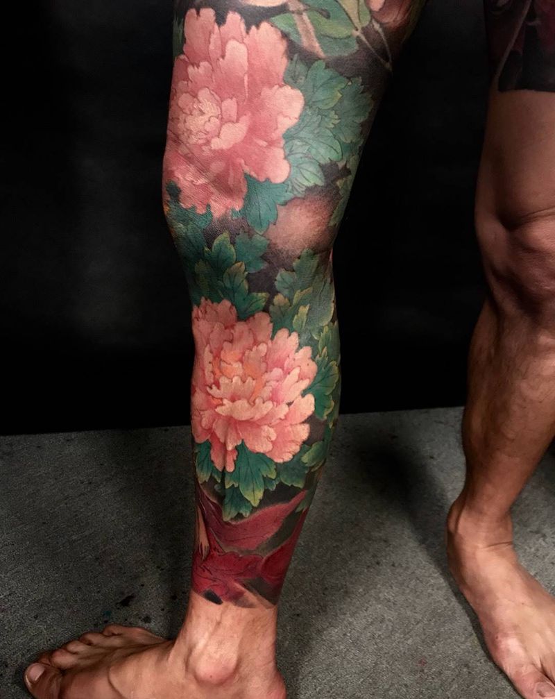 牡丹花纹身图片