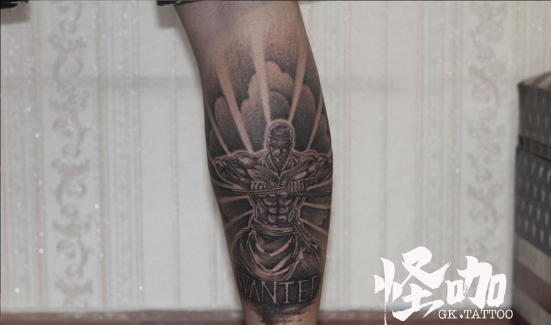 作品纹身图片_腿部点刺纹身图案