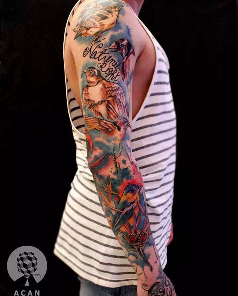 花臂未成品纹身图片