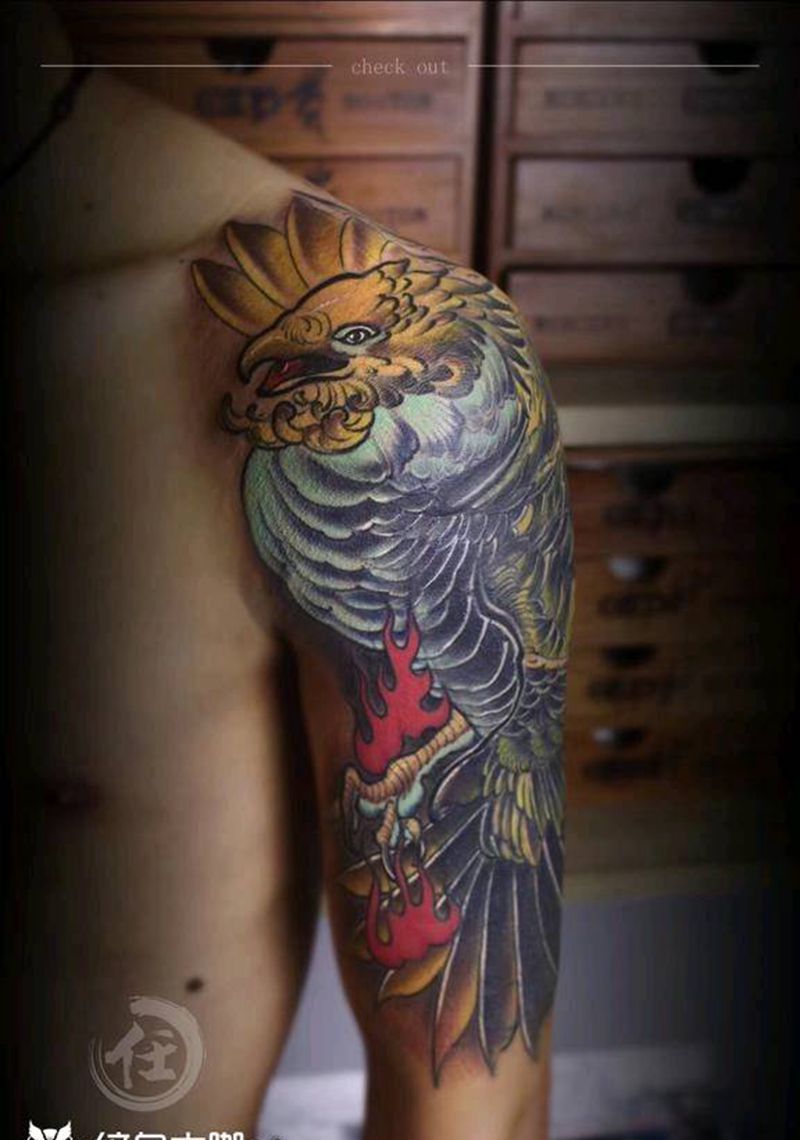 鹰纹身图片_肩部手臂纹身图案