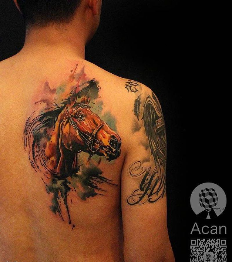 帮客人设计的马纹身图片