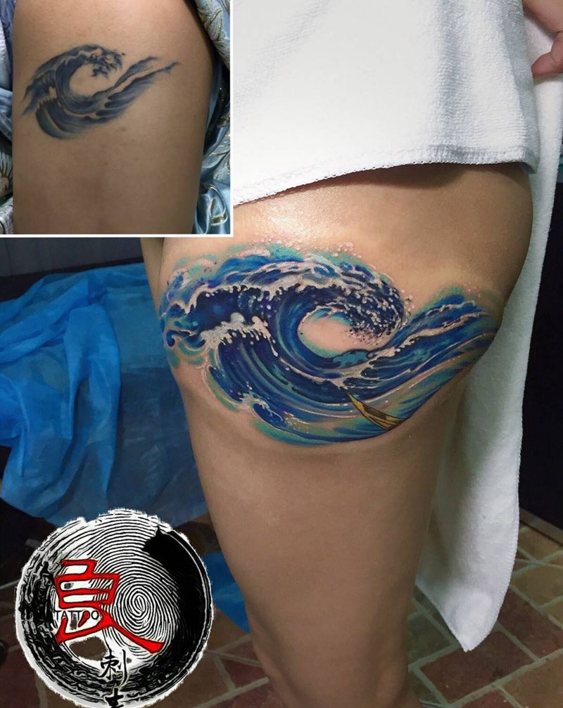 浪纹身图片