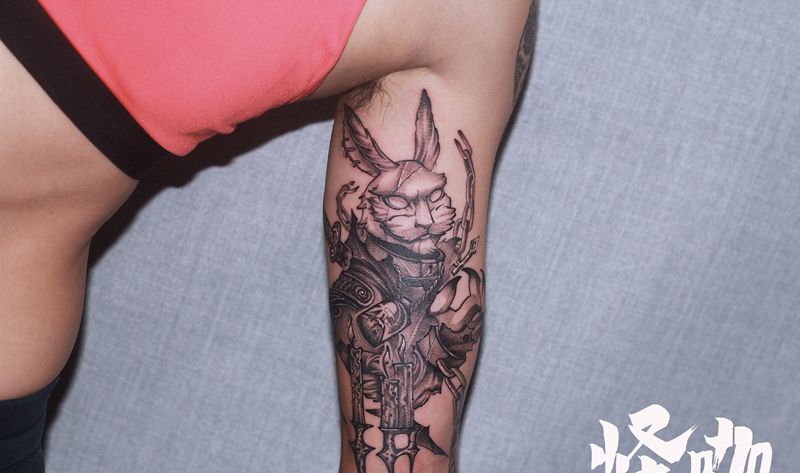 作品纹身图片_手臂点刺纹身图案