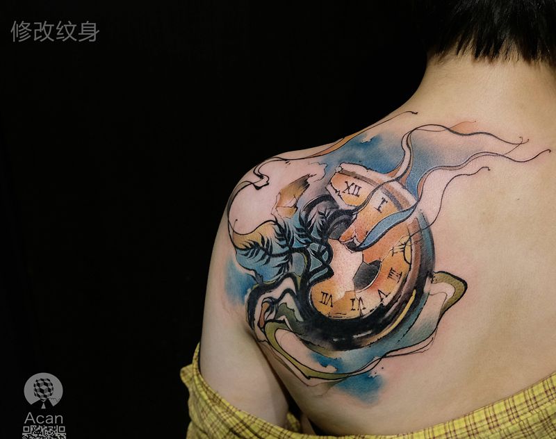 逝去的青春（覆盖纹身）纹身图片_水彩纹身图案