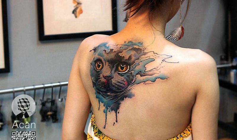 覆盖胎记纹身图片_成品背部动物原创清新纹身图案