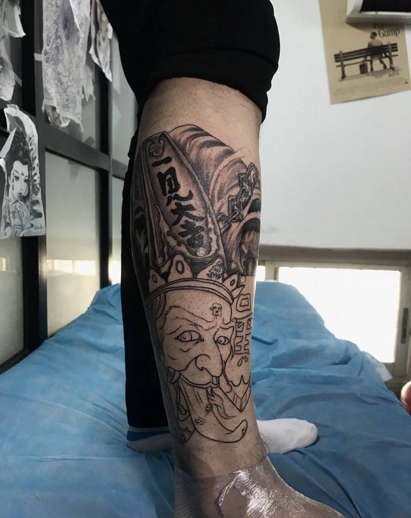 黑白无常，未完成纹身图片