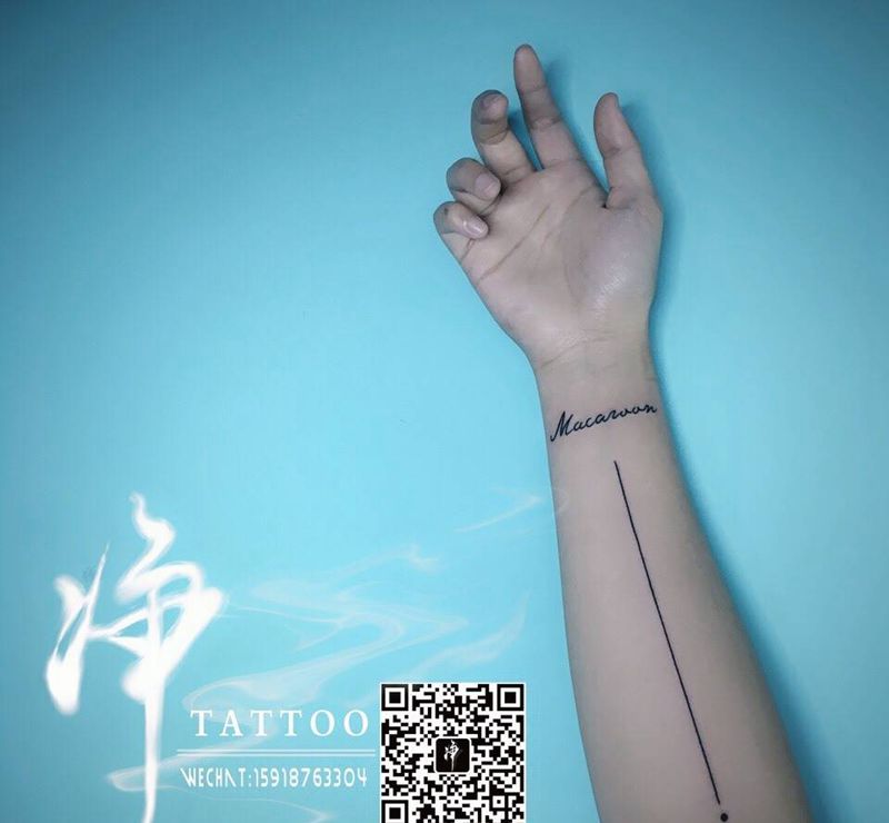 直线纹身纹身图片_成品手臂手部欧美清新几何字符原创纹身图案