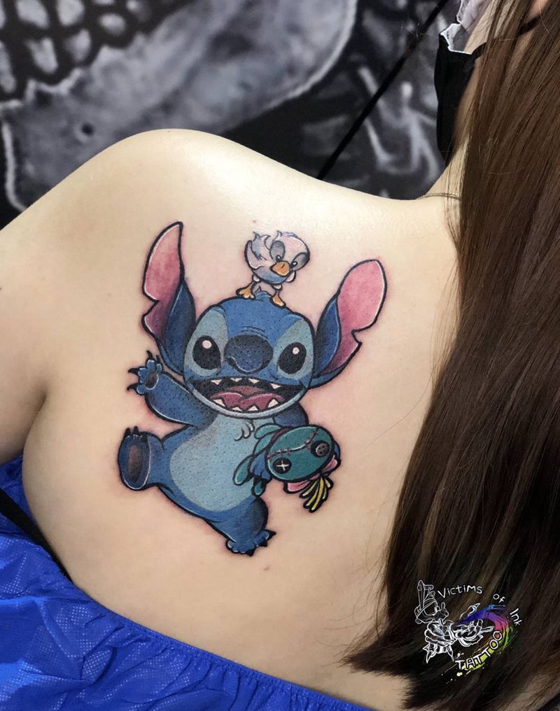 史迪仔纹身图片_肩部纹身图案