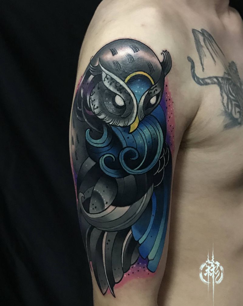 小钦遮盖作品纹身图片_手部手臂New School水彩纹身图案