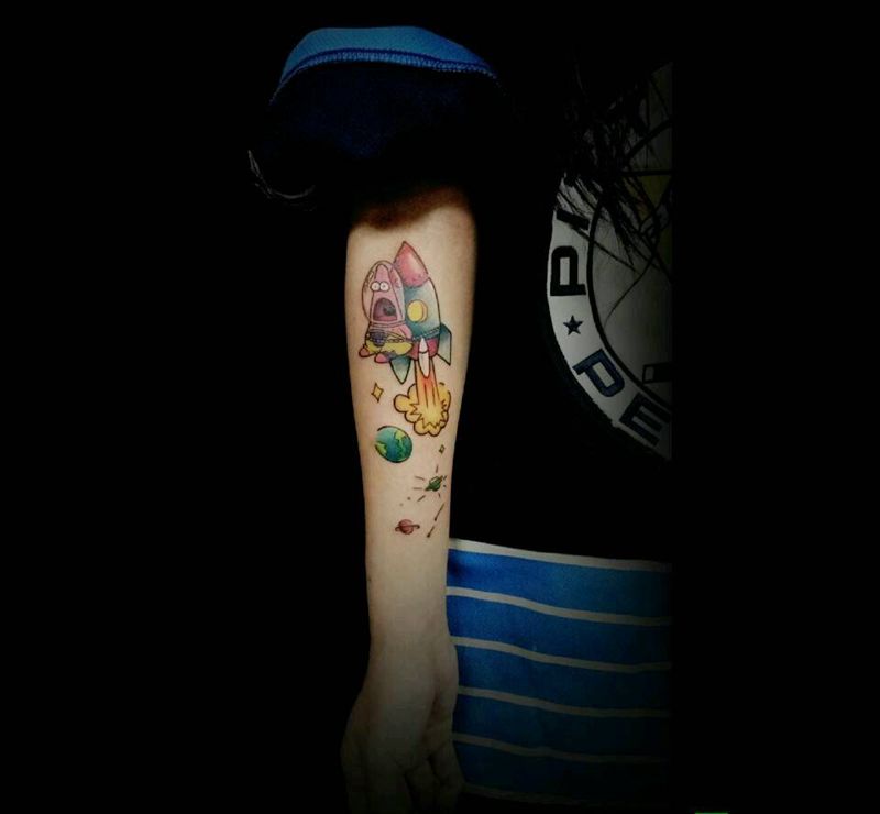 派大星纹身图片_欧美清新动物成品纹身图案