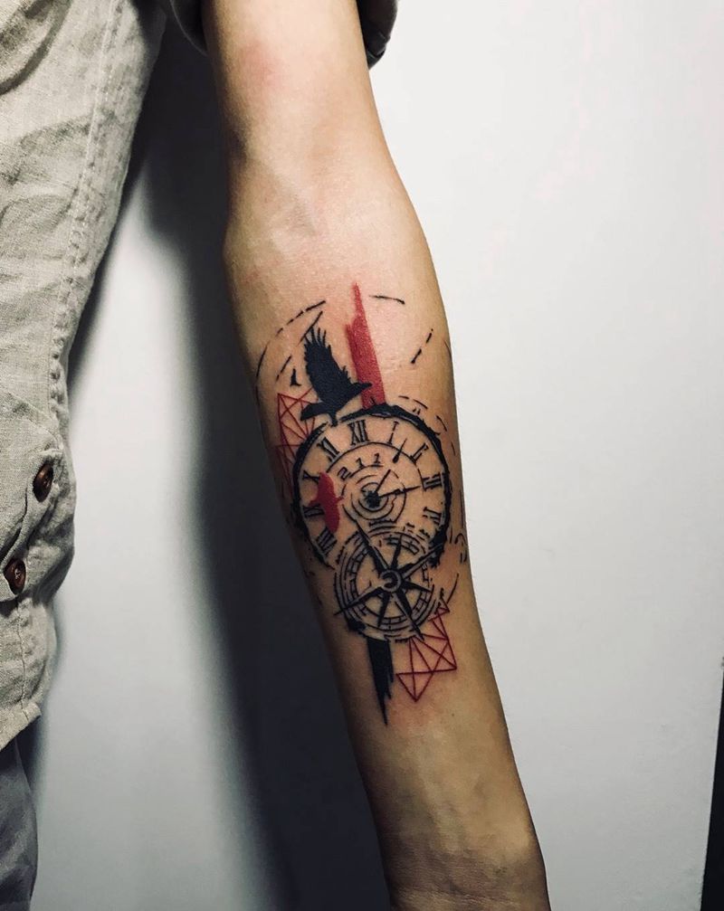 指南针纹身图片