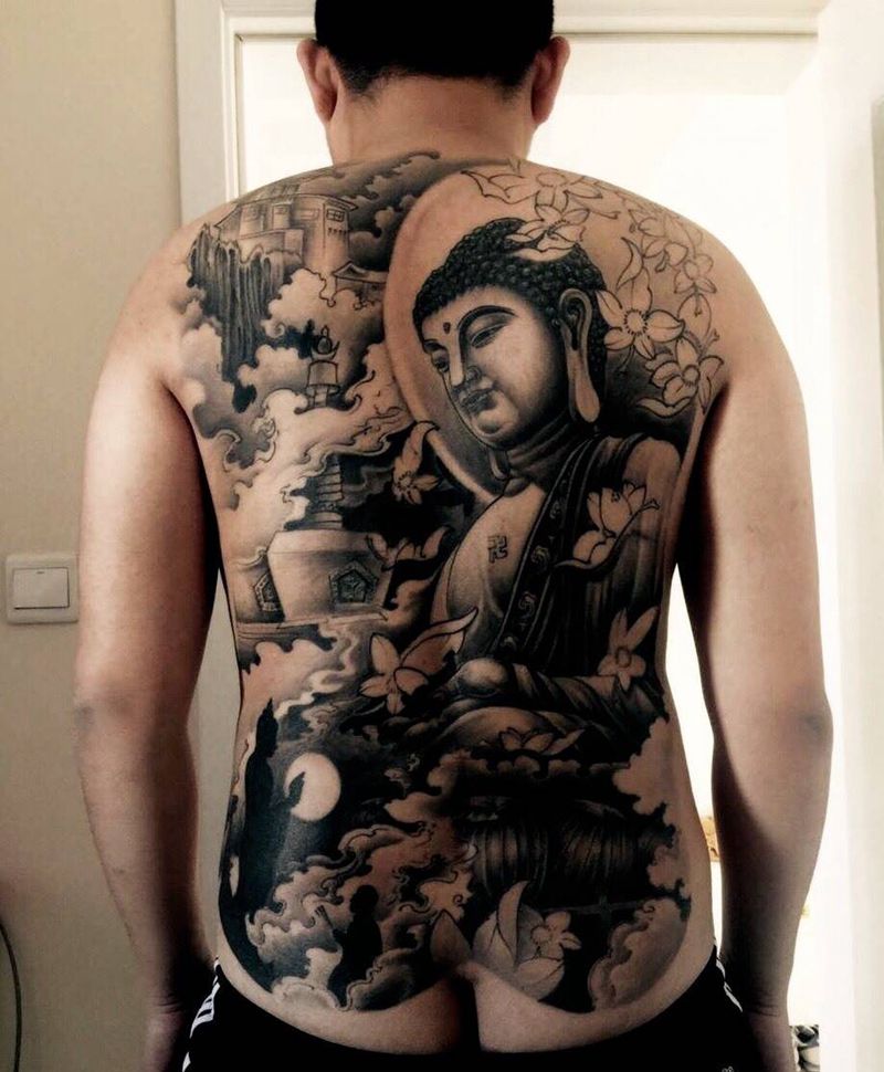 满背恢复后、纹身图片